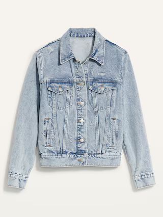 Classic Ripped Light-Wash Jean Jacket for Women | Old Navy (US)