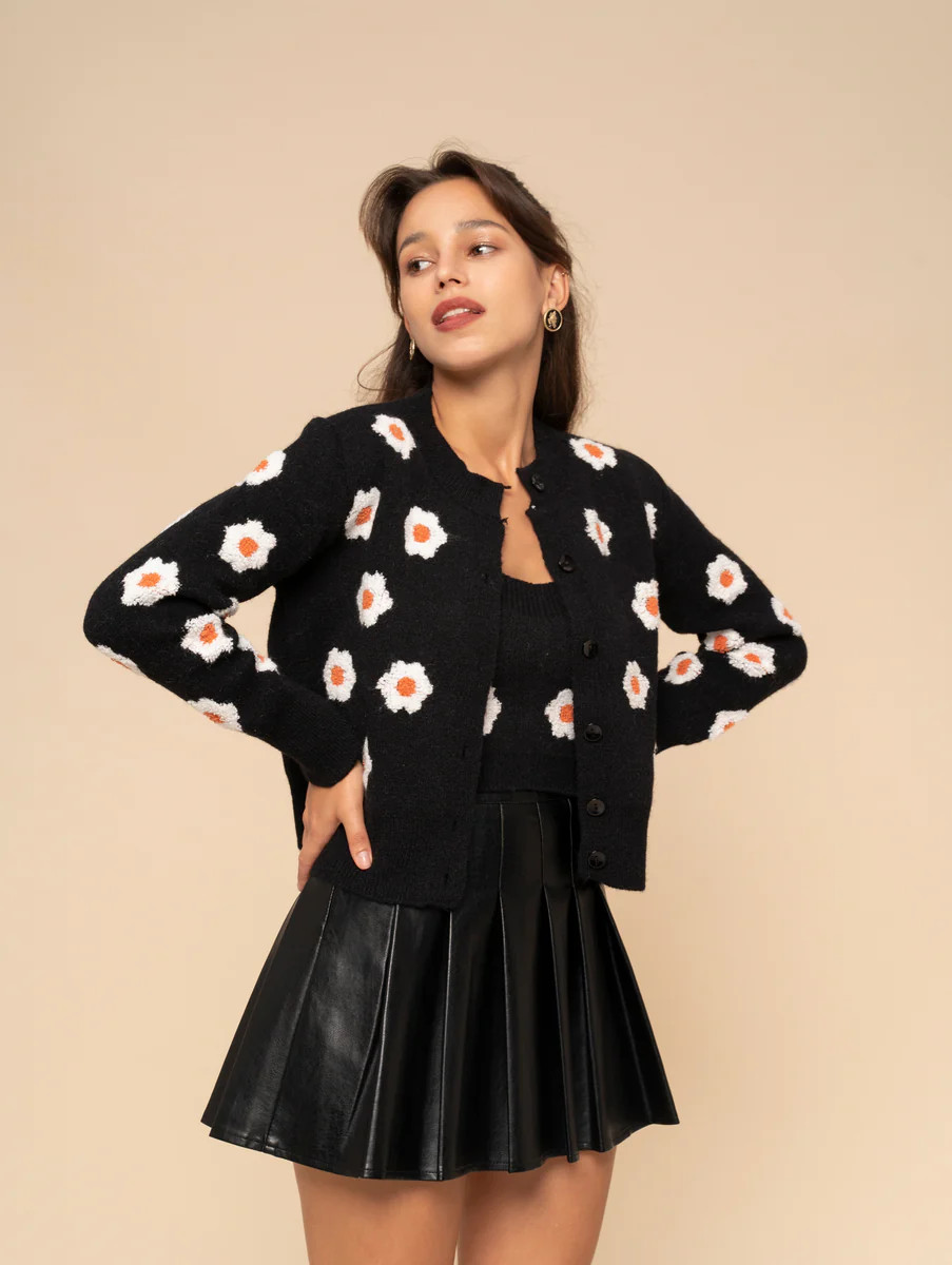 Wild Child Floral Cardigan Crop Top Set | Cider