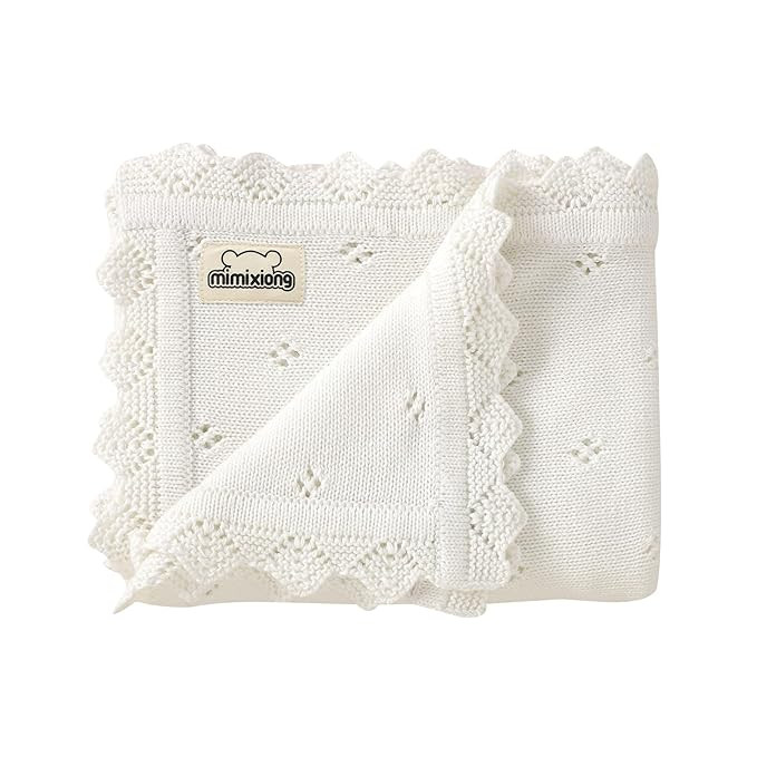 mimixiong Cotton Baby Blanket Knitted Crochet Receiving Crib Nursery Swaddling Blankets for Newbo... | Amazon (US)