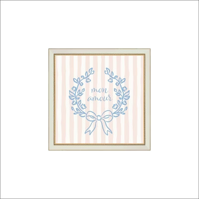 Petal Lane 8"x8" Mon Amour Brass Beaded Framed Wall Art Cream | Target
