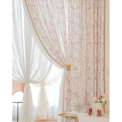 French Pastoral Sheer Curtains - Light Filtering & Non-See-Through, Retro Romantic High-End Rococo Printed Lace For Windows | Wayfair North America