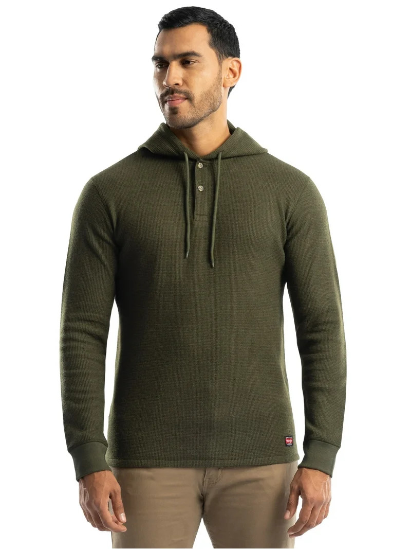 Wrangler Workwear Men's Texture Fleece Pullover Henley Hoodie, Size S-3XL | Walmart (US)