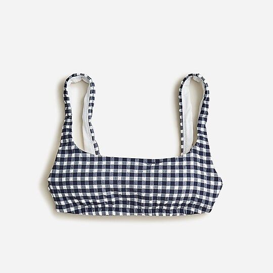 Squareneck bikini top in soft ginghamItem BE753 
 
 
 
 
 There are no reviews for this product.B... | J.Crew US