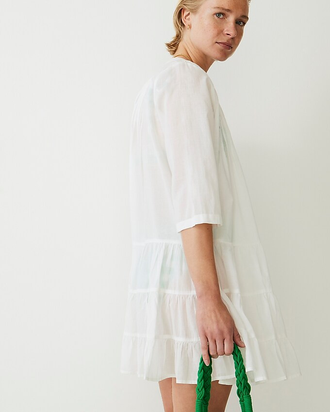 Button-front tiered cover-up dress in cotton voile | J. Crew US