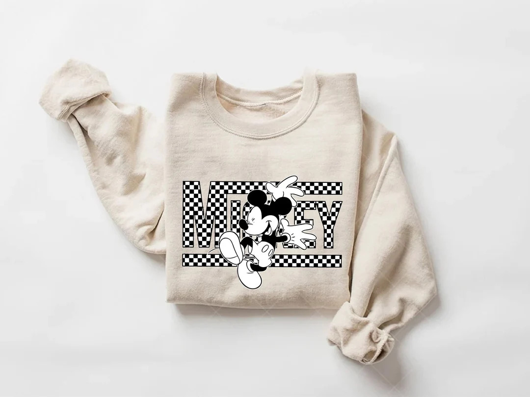 Mickey Checkered Sweatshirt,retro Mickey Sweater,disney Trip Sweatshirt,disneyland Family Vacatio... | Etsy (US)