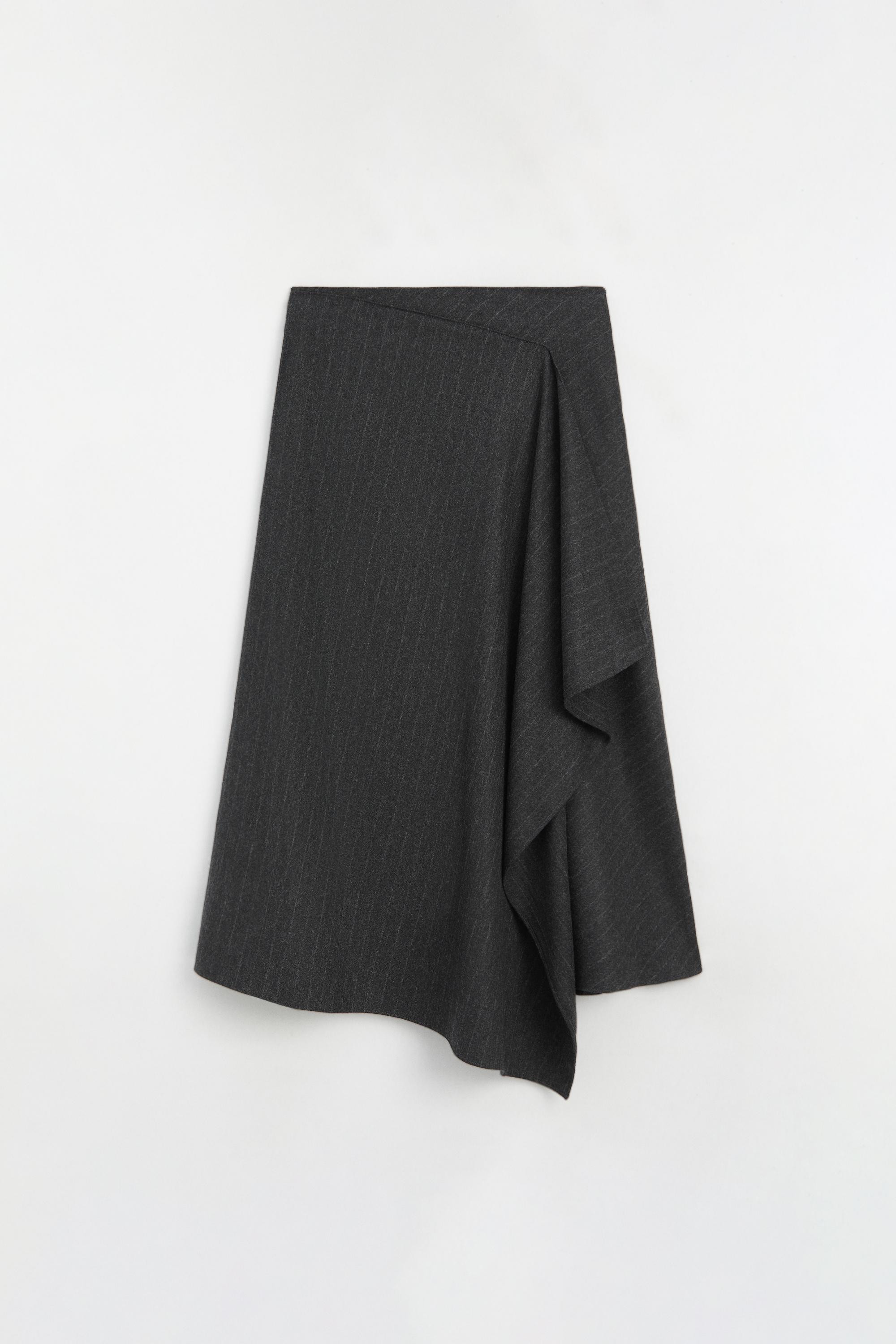 Pinstripe wrap midi skirt - GREY | Massimo Dutti US