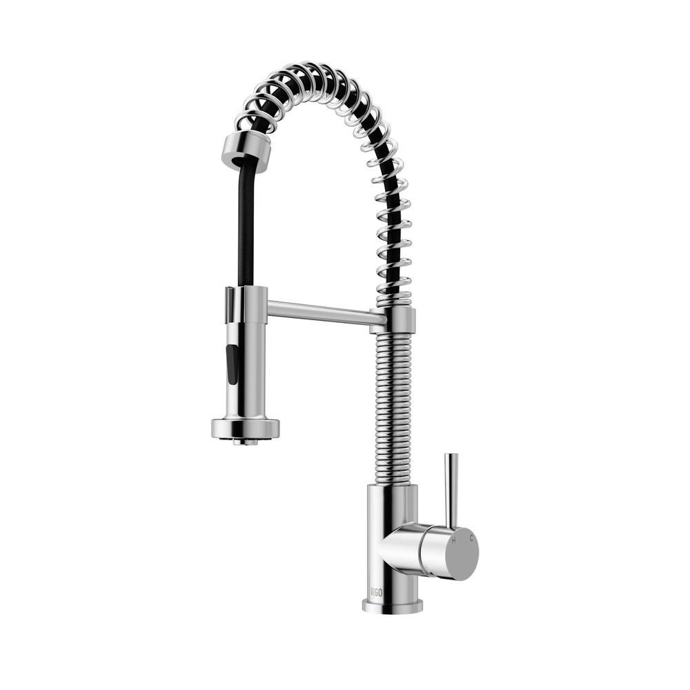 VIGO Single-Handle Pull-Out Sprayer Kitchen Faucet in Chrome (Grey) | Home Depot