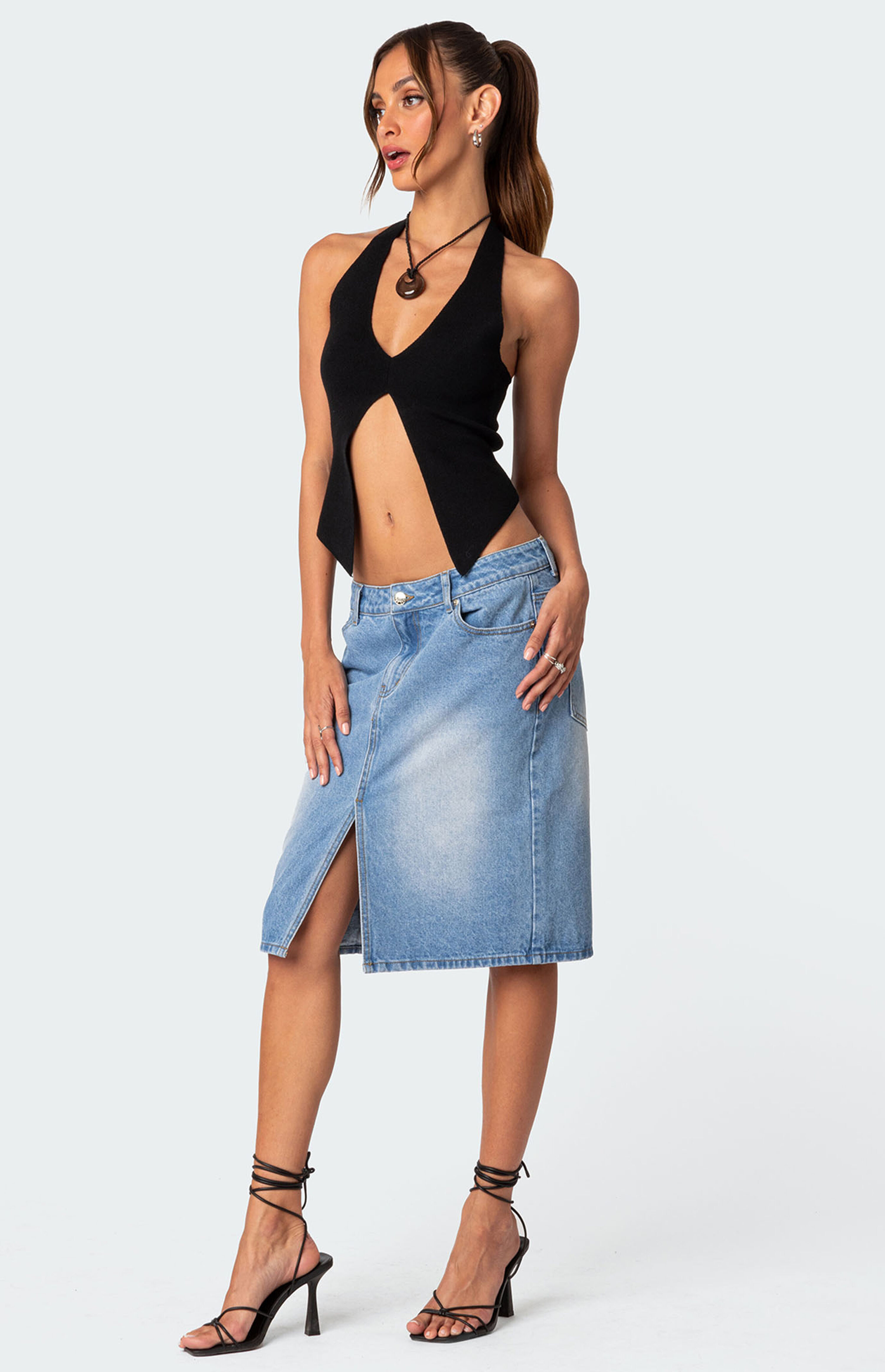Edikted Sculpt Knitted Split Front Top | PacSun
