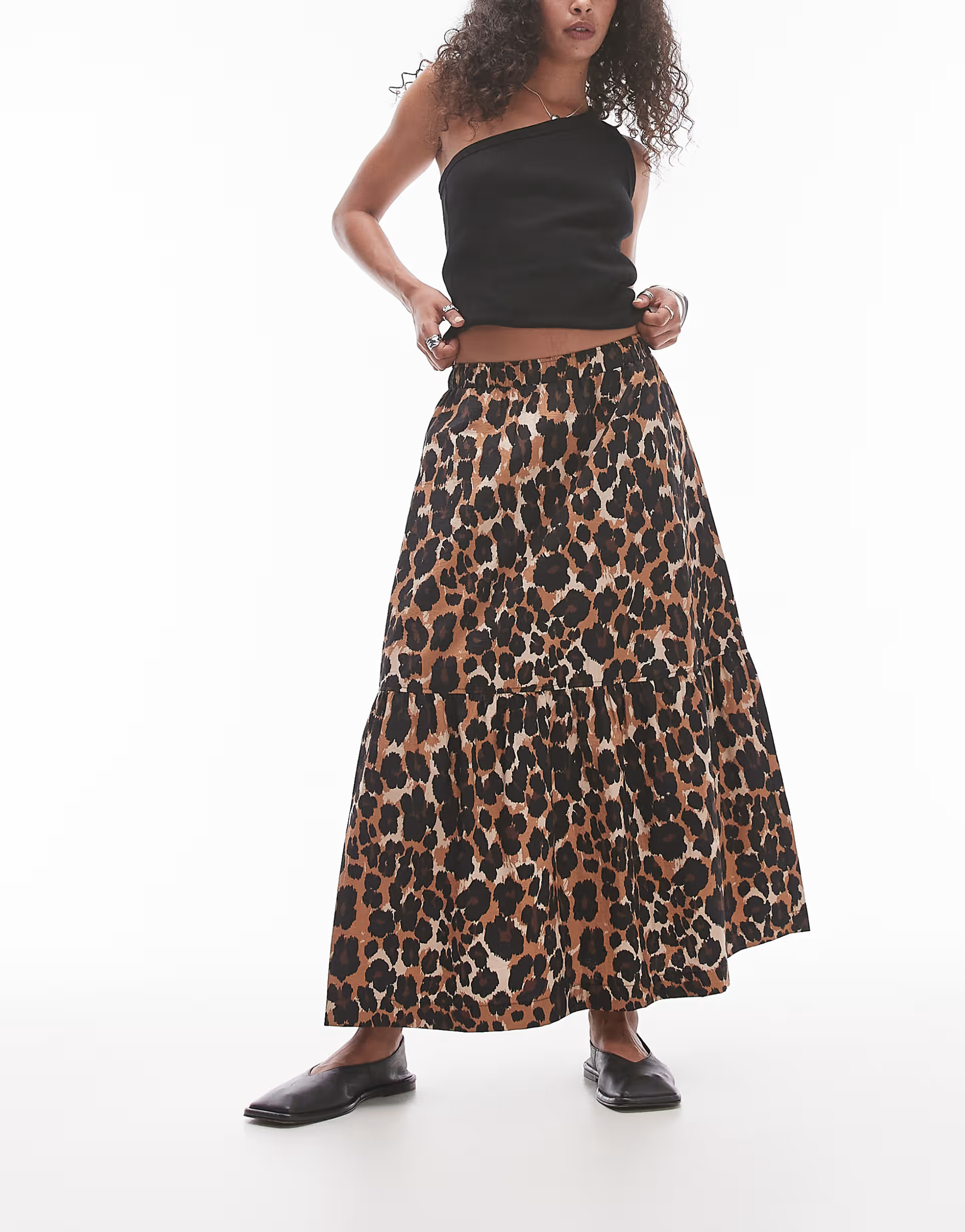 Topshop tiered midi skirt in leopard | ASOS (Global)