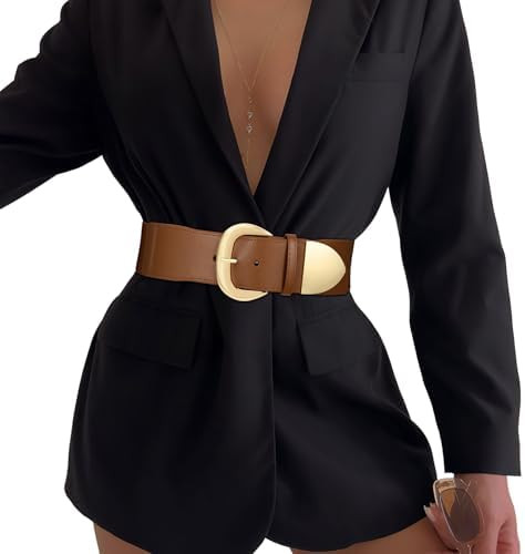 Women Wide Elastic Waist Belt for Dresses Fashion Thick Stretchy Belt for Trendy | Amazon (US)