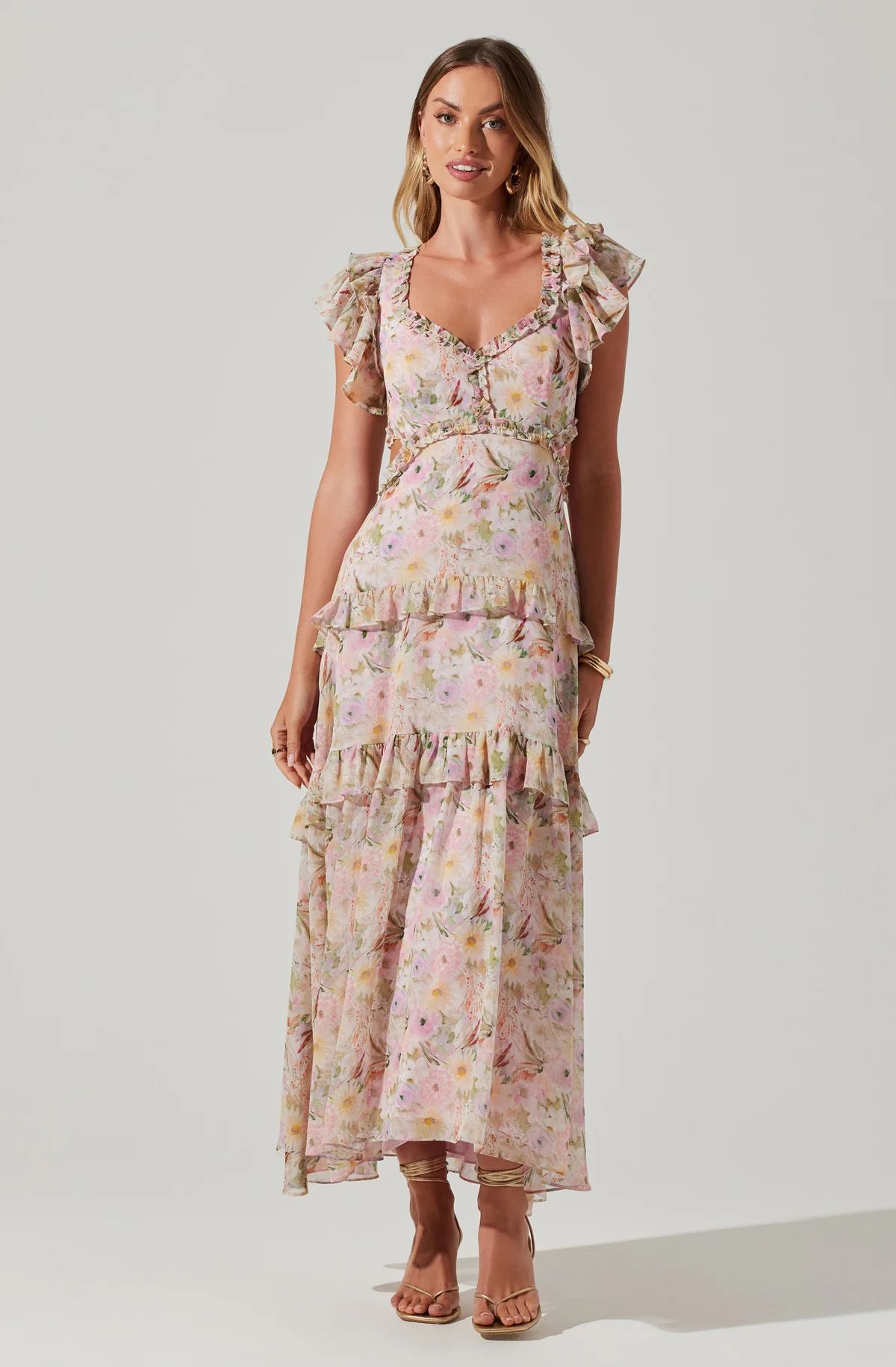 Mable Floral Tiered Ruffle Maxi Dress | ASTR The Label (US)