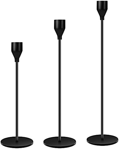 Hude Black Candle Holder Set of 3, Taper Candle Holders Candlesticks, Candlestick Holders Matte, ... | Amazon (US)