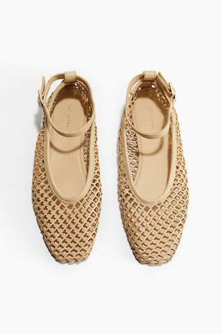 H & M - Perforated leather ballet pumps - Yellow | H&M (UK, MY, IN, SG, PH, TW, HK)