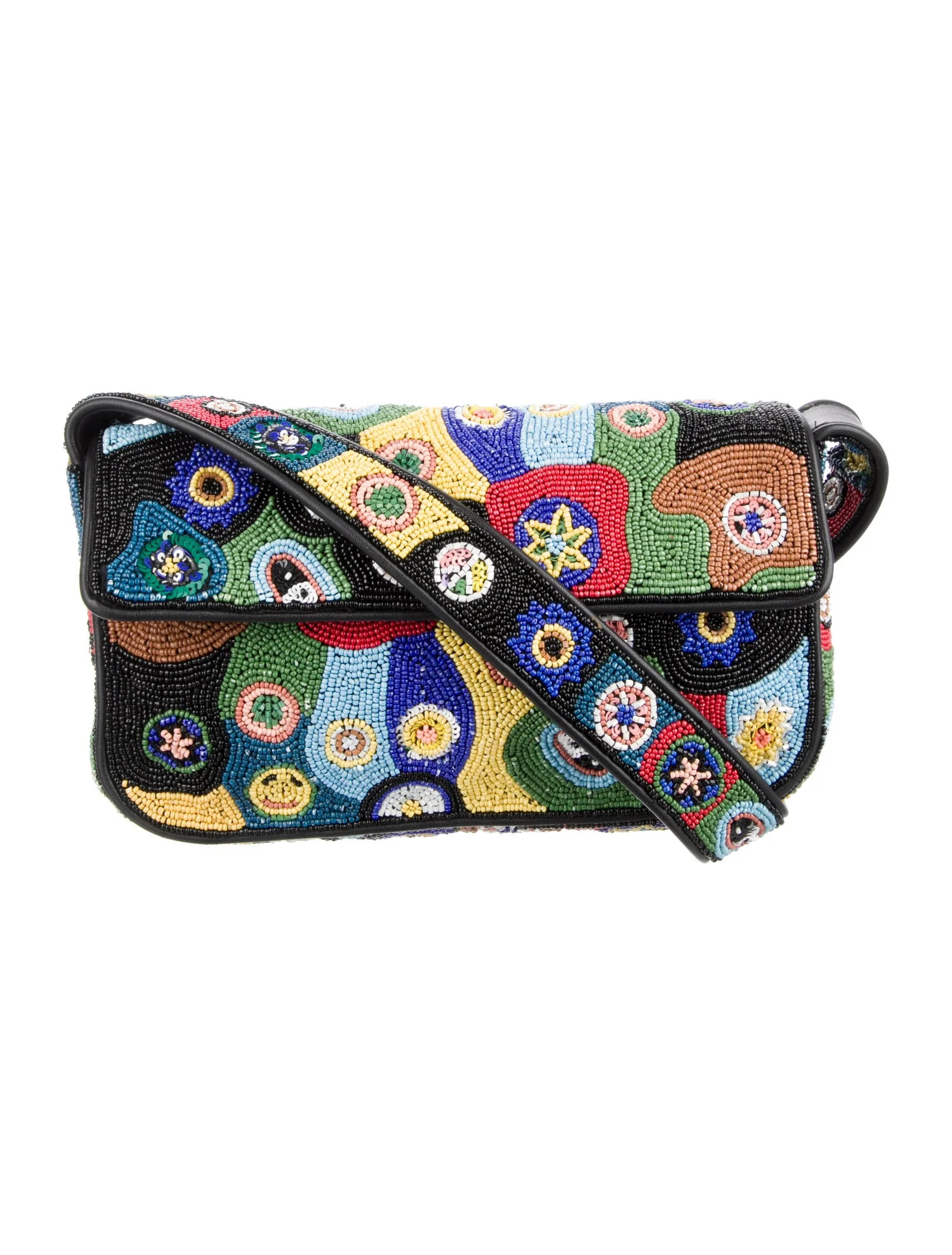 Beaded Leather-Trimmed Shoulder Bag | The RealReal