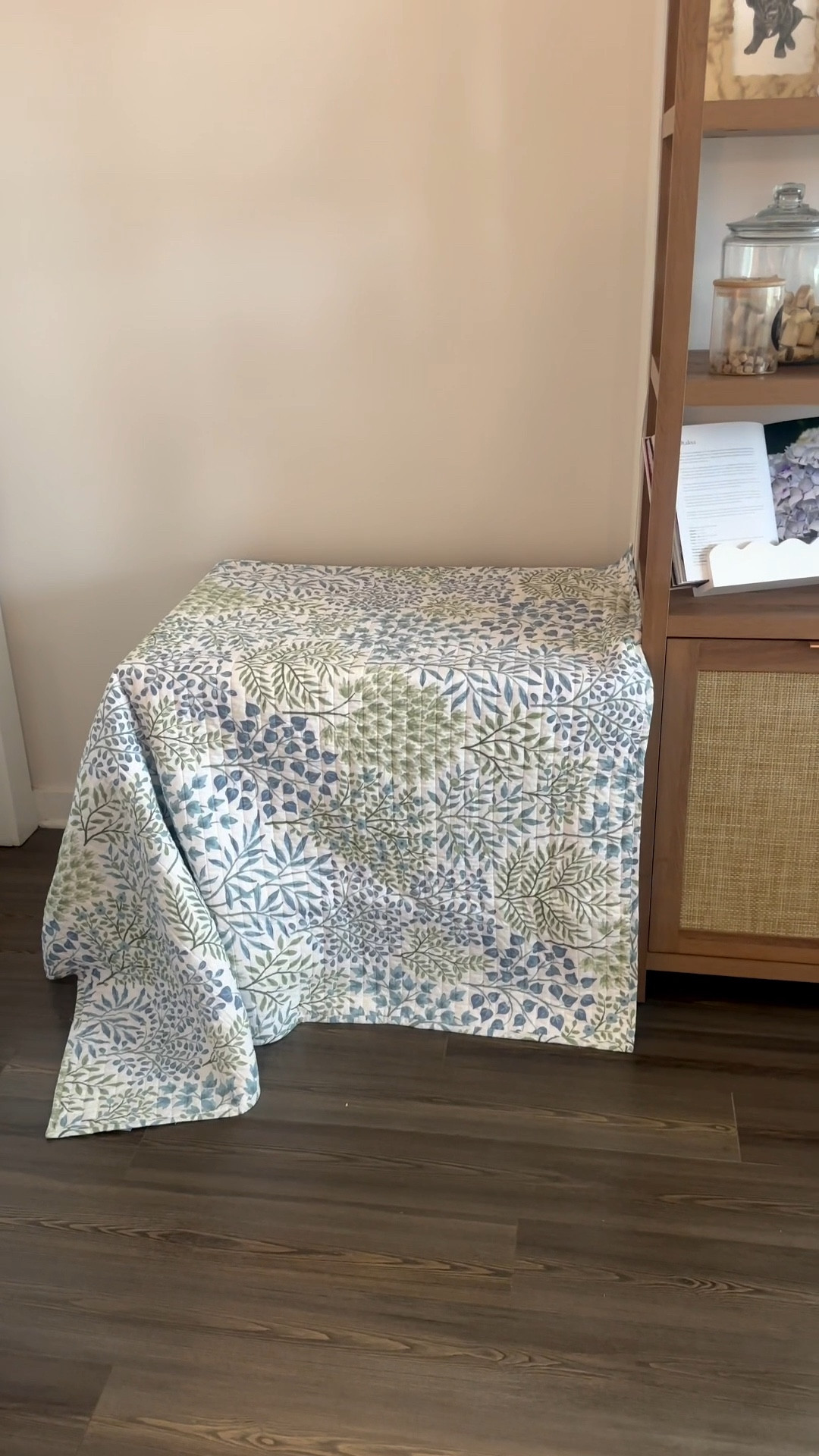 Pipers’ crate cover! We had been searching for a cover for her kennel for a few weeks, and this quilt was the perfect option! We wanted something that matched with our home, but still kept it nice & dark for her nap time 🤍🐾

#LTKHome #LTKPets