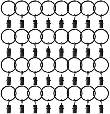 32 Pack Metal Curtain Rings with Clips Black Decorative Drapery Rustproof Vintage 1.77 Inch Inter... | Amazon (US)