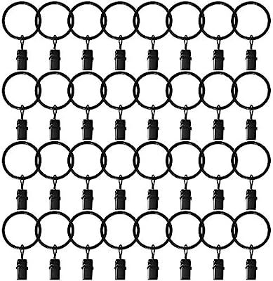 32 Pack Metal Curtain Rings with Clips Black Decorative Drapery Rustproof Vintage 1.77 Inch Inter... | Amazon (US)