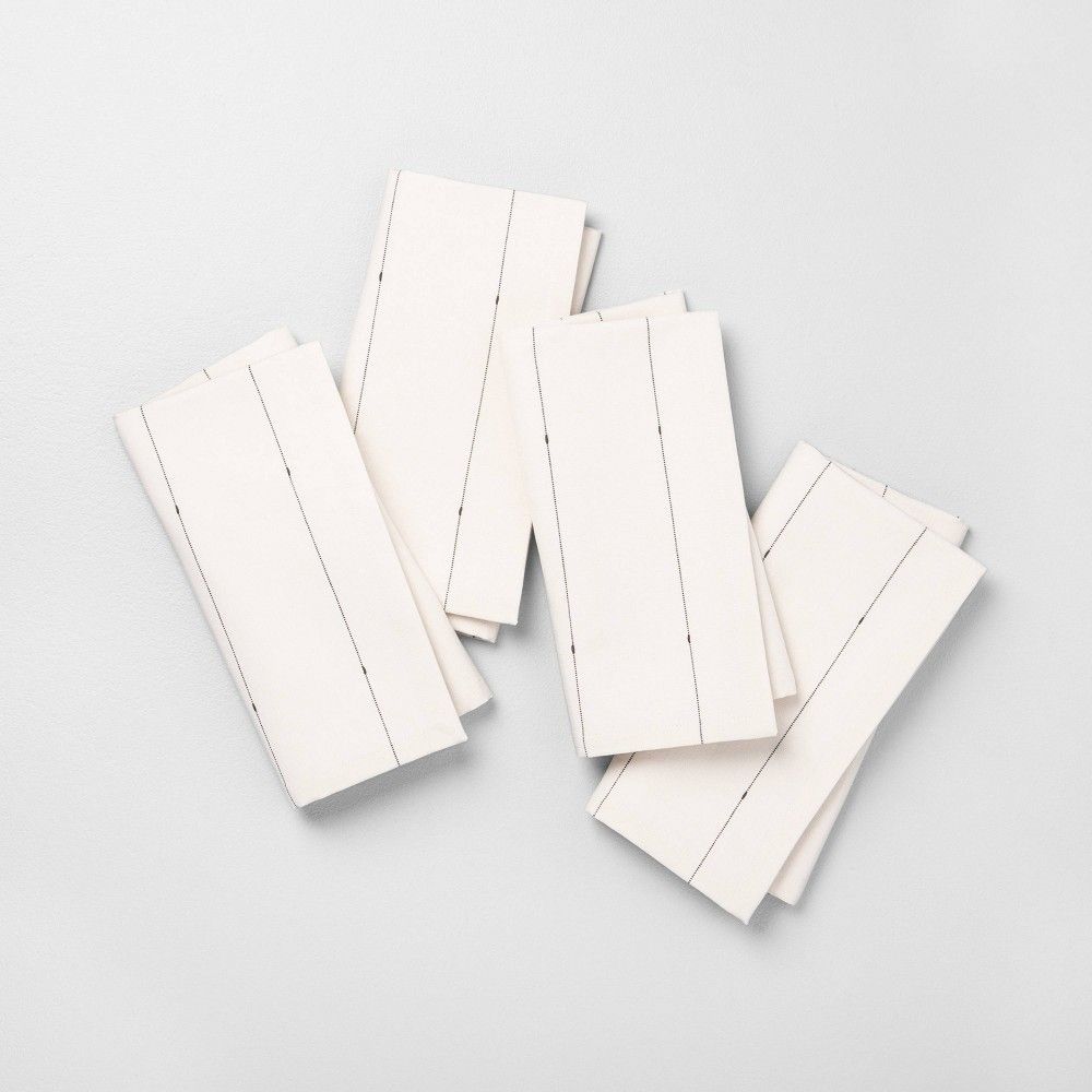 4pk Stripe Napkin Set Sour Cream/Railroad Gray - Hearth & Hand with Magnolia | Target