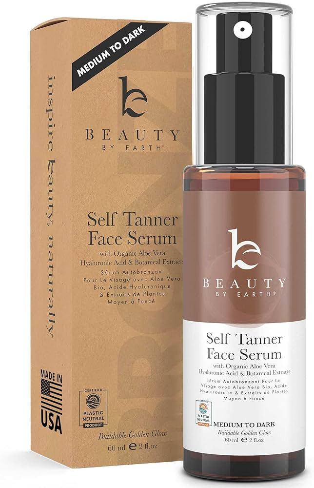 Face Tanner Serum - Medium to Dark Sunless Tanner for Face Sunless Tanner with Hyaluronic Acid - ... | Amazon (US)