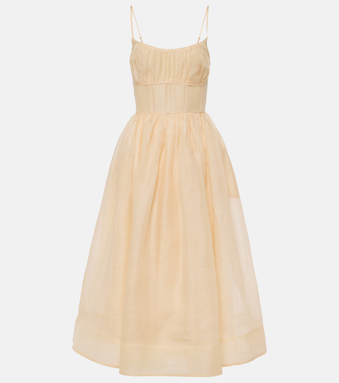 Natura ruched linen and silk midi dress | Mytheresa (US/CA)