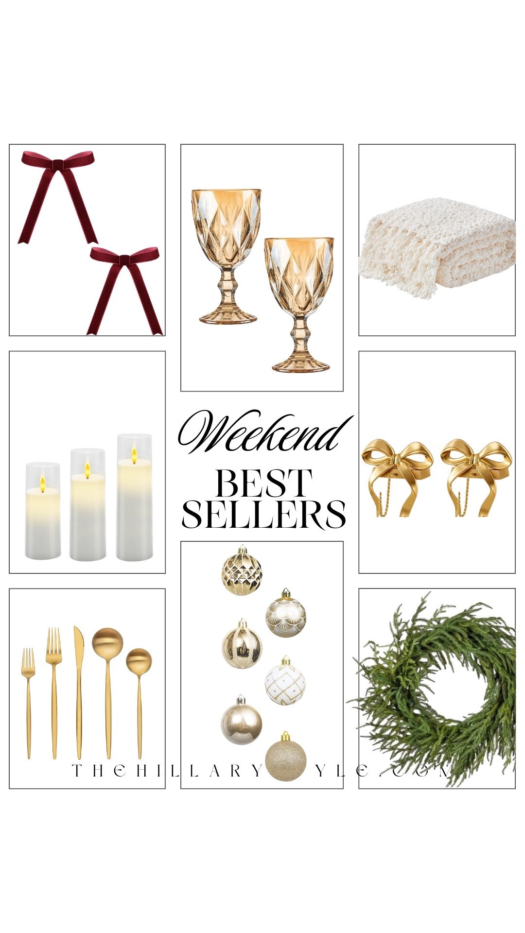 A curated mix of elegant holiday accents to elevate your seasonal styling. Think amber vintage glassware, soft ivory textures, gold flatware, and timeless white-and-gold ornaments for a warm, refined look. Linking all my favorites to help you create a beautifully cohesive holiday home.

#LTKOver40 #LTKHome #LTKHoliday