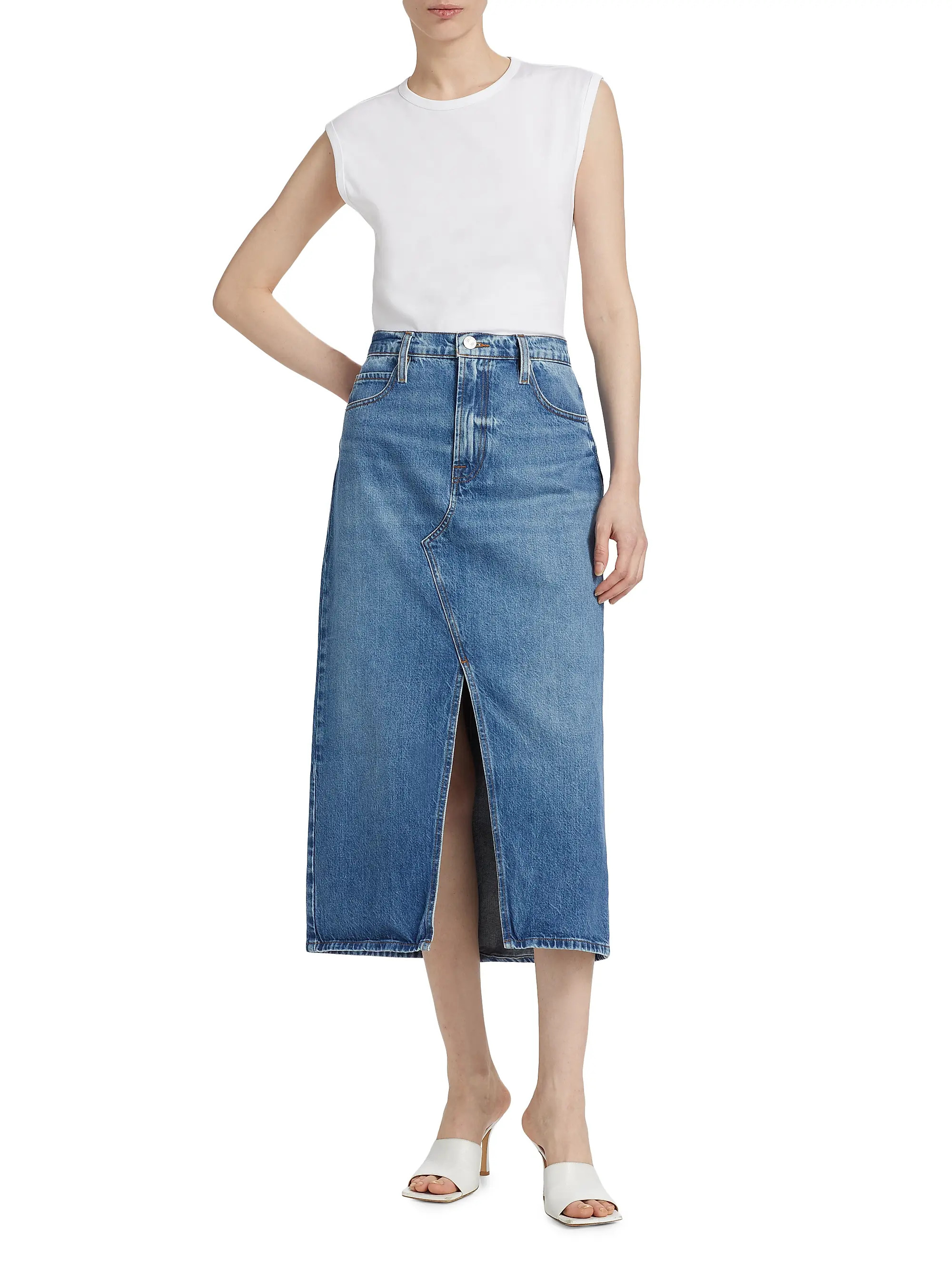 FrameThe Midaxi Denim Skirt | Saks Fifth Avenue
