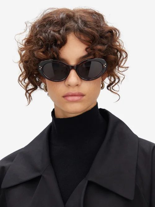 Celine Eyewear - Oval Cat-eye Tortoiseshell-acetate Sunglasses - Womens - Tortoiseshell | Matches (US)