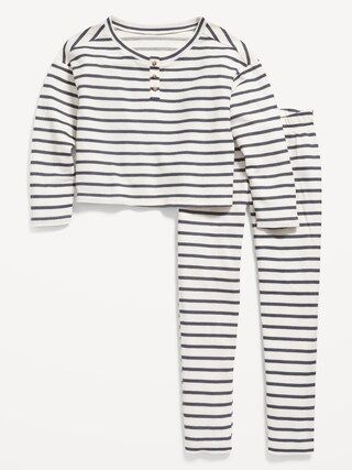 Long-Sleeve Thermal-Knit Henley Pajama Set for Girls | Old Navy (US)