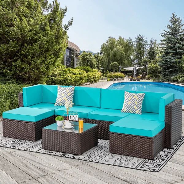 Polyethylene (PE) Wicker 7 - Person Seating Group with Cushions | Wayfair North America