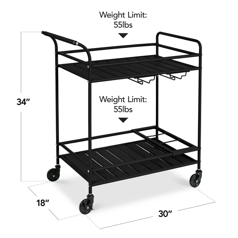 Best Choice Products 2-Tier Rolling Bar Cart Indoor/Outdoor w/ Storage Shelves, Wine Rack, Lockab... | Walmart (US)