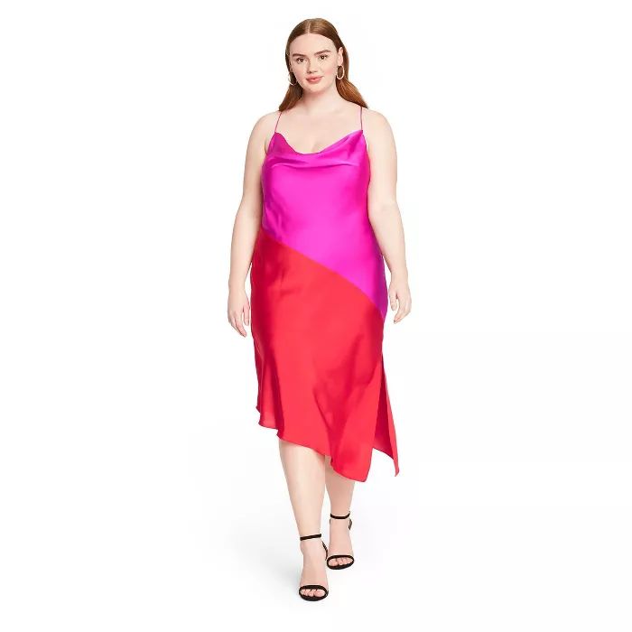 Women's Two-Tone Slip Dress - CUSHNIE for Target (Regular & Plus) Magenta Pink/Red | Target