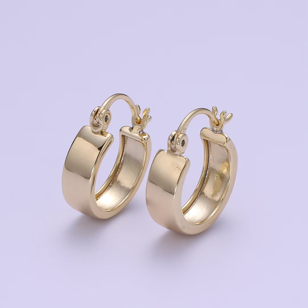 14K Gold Fliled Lightweight Hoops 15mm Gold Hoop Earrings - Etsy | Etsy (US)