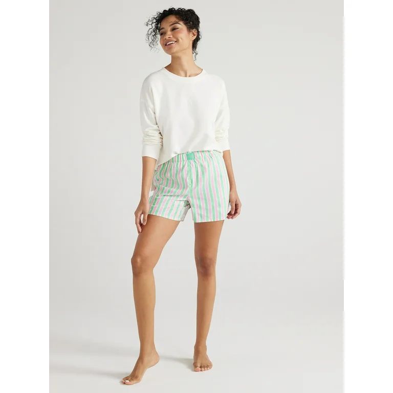 Joyspun Women's Woven Pajama Boxer Shorts, Sizes XS to 3X - Walmart.com | Walmart (US)