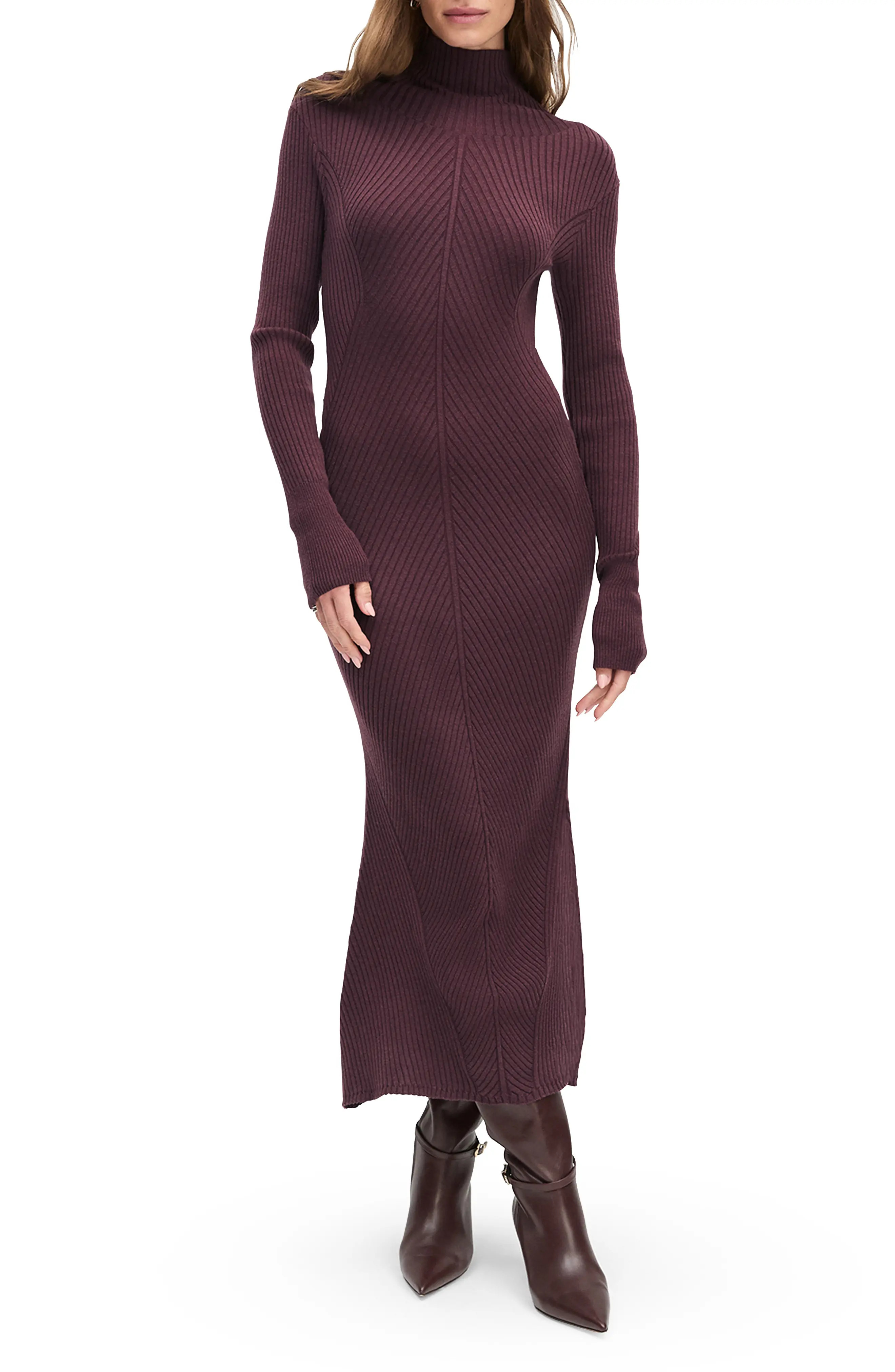 Be Your Girl Long Sleeve Merino Wool Blend Rib Sweater Dress | Nordstrom Rack