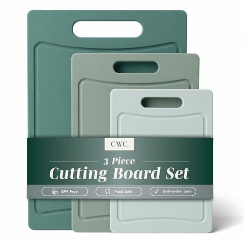 COOK WITH COLOR Non-Slip Cutting Board Set – Kitchen Essentials with Easy Grip Handle for Meat, Veggies, and Fruits, 3 Cutting Boards, Mint | Amazon (US)
