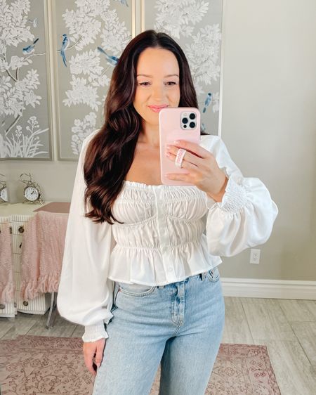 This astr the label white peplum blouse is perfect for spring and summer! I’d have smocking all along the bodice and waist making it comfortable to wear! Perfect for date night and weekend 

#LTKunder100 #LTKstyletip #LTKSeasonal
