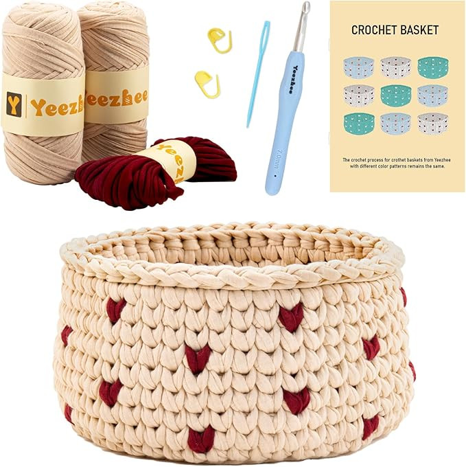 Yeezhee Crochet Kit for Beginners, Crochet Storage Basket Starter Kit with Step-by-Step Video Tut... | Amazon (US)
