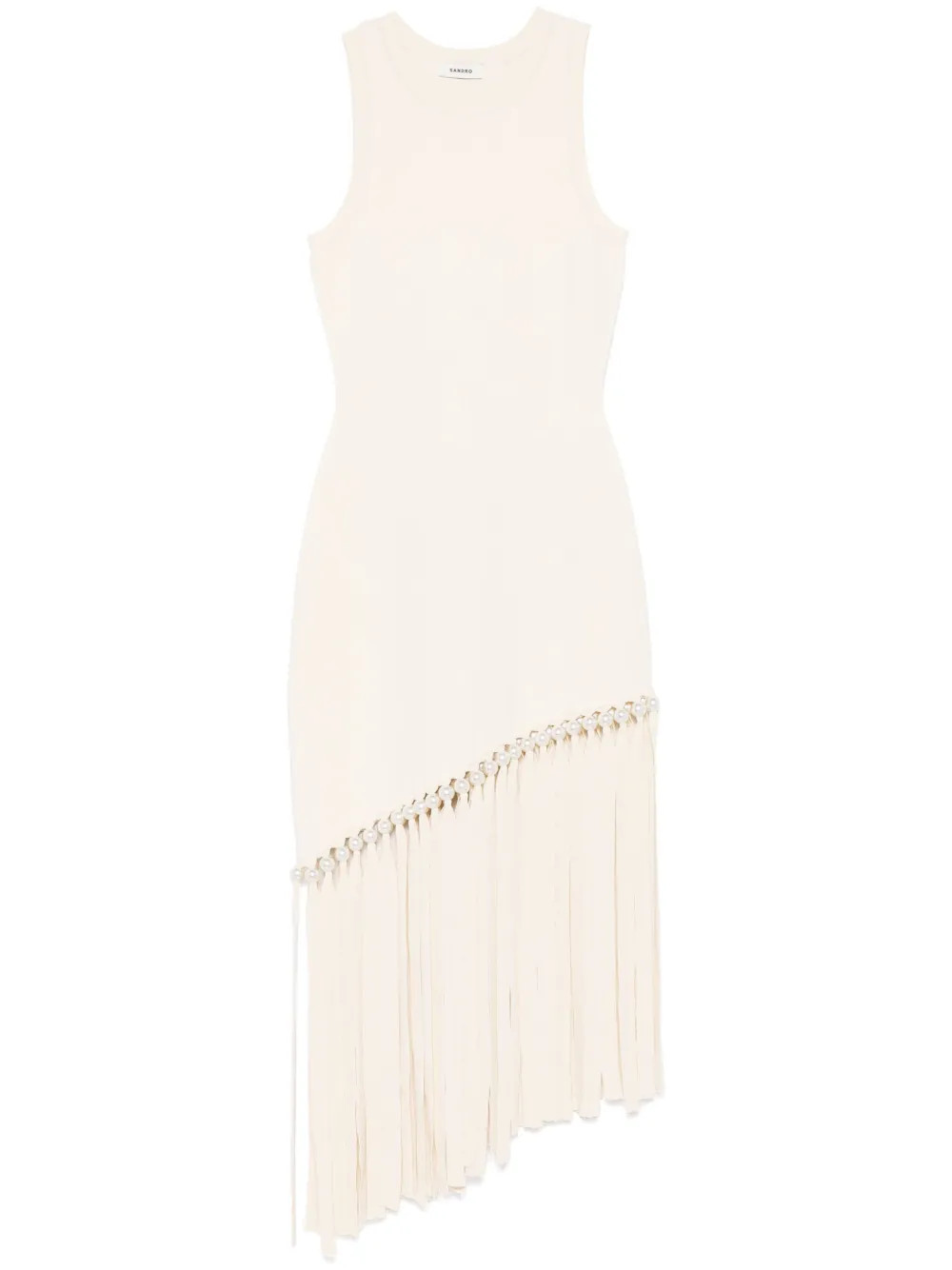 SANDRO Fringed Mini Dress | Neutrals | FARFETCH | Farfetch Global