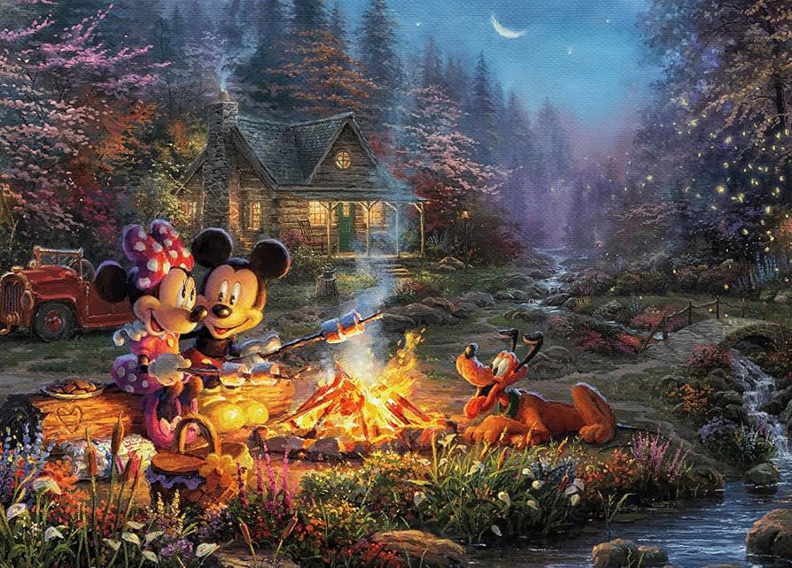 Ceaco - Disney - Thomas Kinkade - Mickey & Minnie Sweetheart Campfire - 1000 Piece Jigsaw Puzzle | Amazon (US)