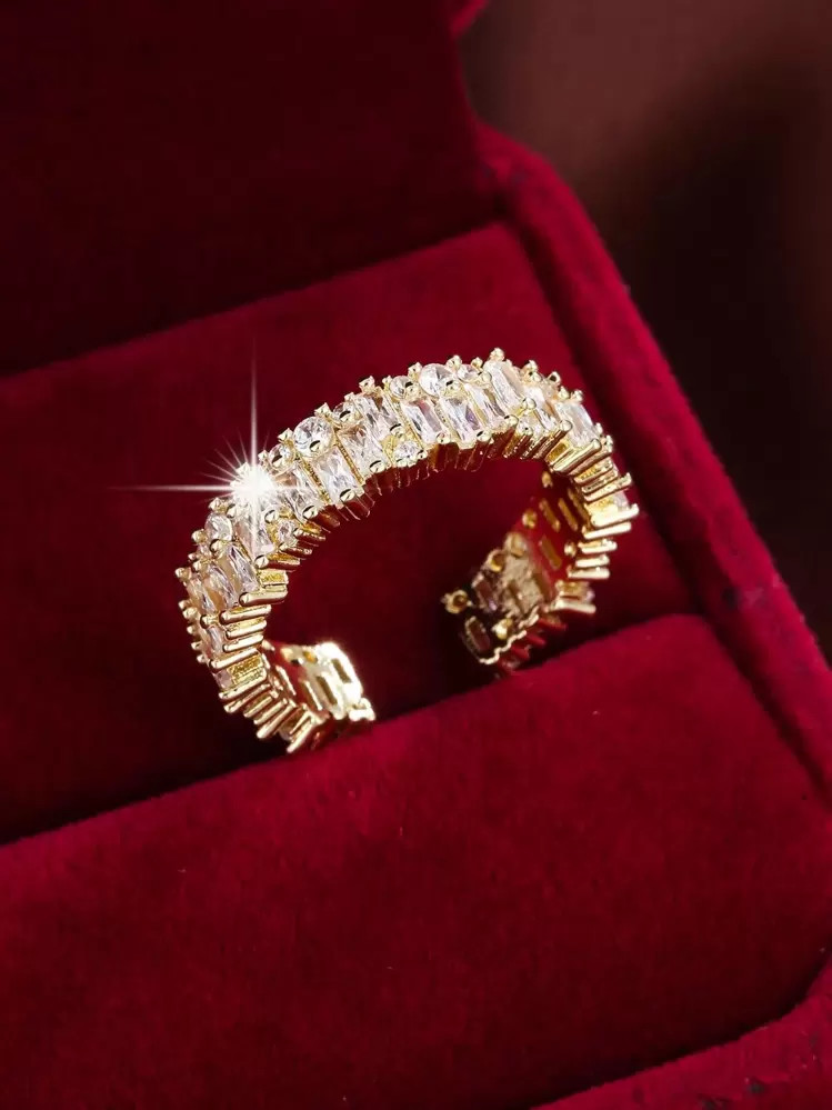 Cubic Zirconia Decor Cuff Ring | SHEIN