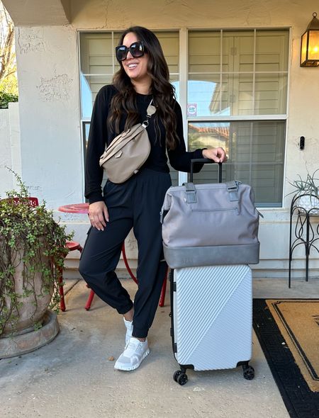 Airport outfit, travel outfit, comfy chic, errands outfit, cargo joggers, Abercrombie joggers. I love wearing all black to travel it’s comfy yet stylish! These lightweight joggers are excellent and fit TTS. 

#LTKover40 #LTKtravel #LTKstyletip
