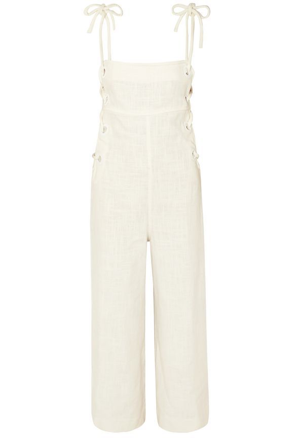 STAUD
		


		
		



Lace-up linen-blend canvas jumpsuit | The Outnet (UK and Europe)