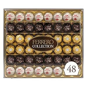 Ferrero Rocher Collection, Fine Hazelnut Milk Chocolates, 48 Count Gift Box, Assorted Coconut Can... | Amazon (US)