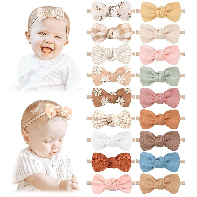Niceye Baby Girl Bows and Headbands, Stretchy Nylon Hairbands Hair Bows for Newborns, Infants, To... | Amazon (US)