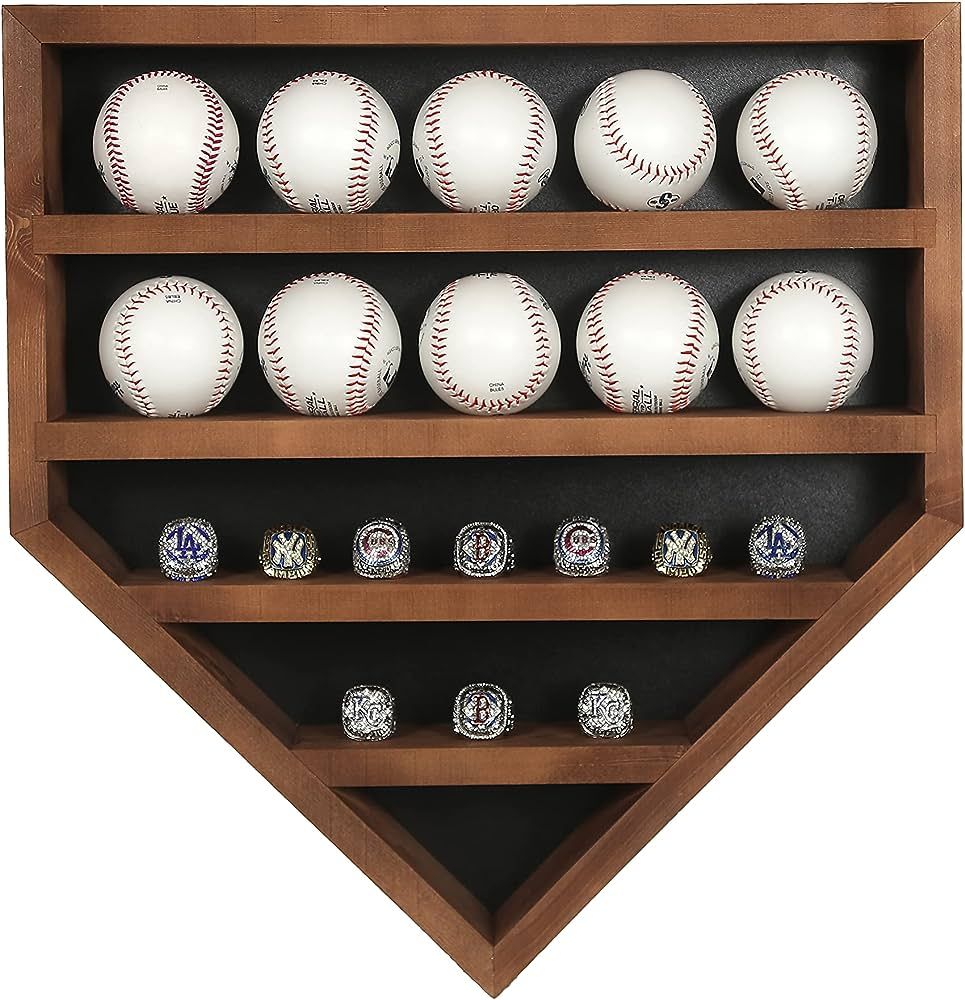 Van Strike Baseball Display Case, 10 Baseball and 10 Tournament Championship Ring Display Case, W... | Amazon (US)