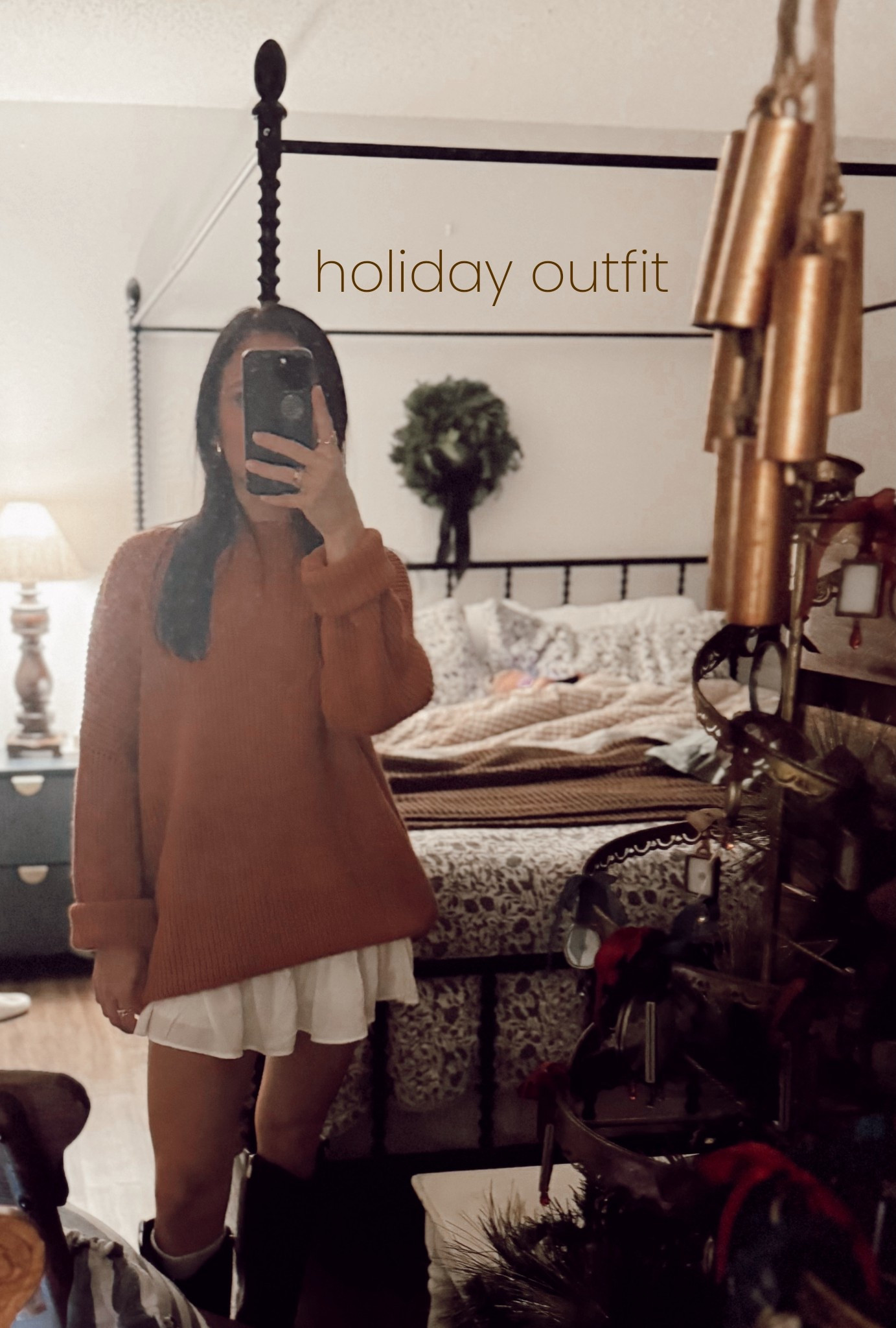 cozy casual cute holiday outfit sweater skirt boots 

#LTKootd #LTKHoliday #LTKCyberWeek