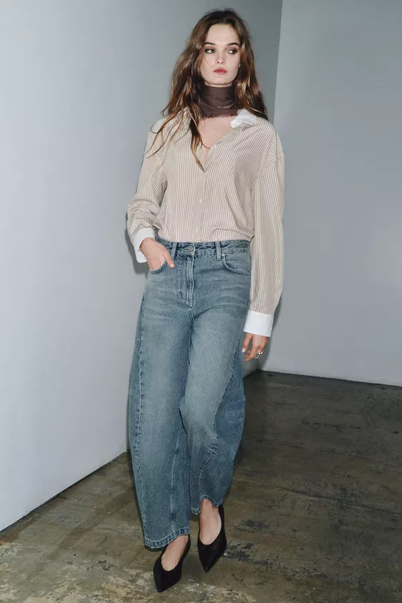 ZW COLLECTION MID-RISE ANKLE BALLOON JEANS | Zara US