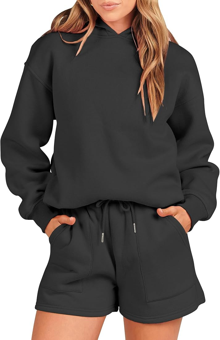 Prinbara Womens Two Piece Outfits Lounge Sets Y2k Hoodie Sweatshirt and Shorts Set Fall Tracksuit... | Amazon (US)