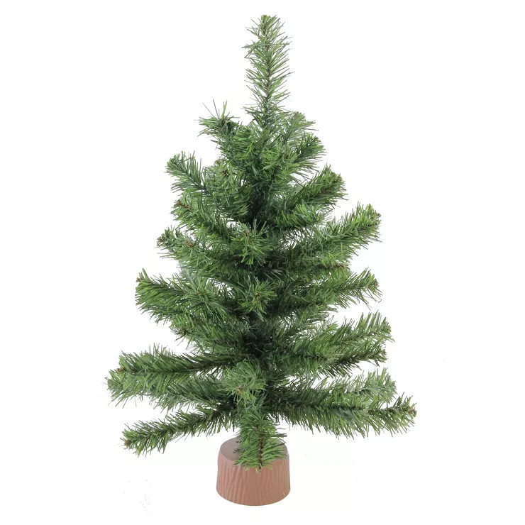 Northlight 18" Mini Canadian Pine Medium Artificial Christmas Tree in Faux Wood Base - Unlit | Target