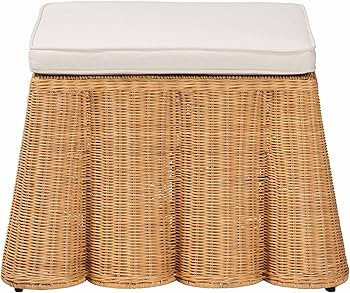 bali & pari Palm Bohemian Honey Scallop Rattan Ottoman | Amazon (US)